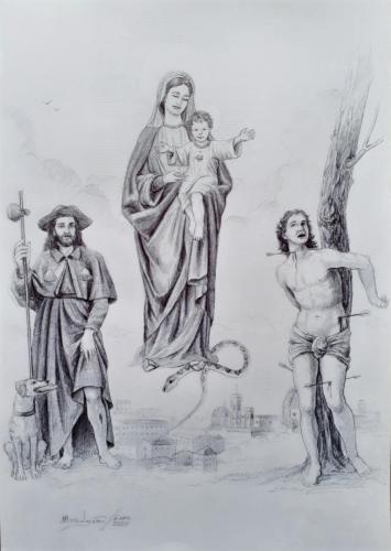 SAN ROQUE Y SAN SEBASTIÁN JUNTO A LA VIRGEN Y EL NIÑO